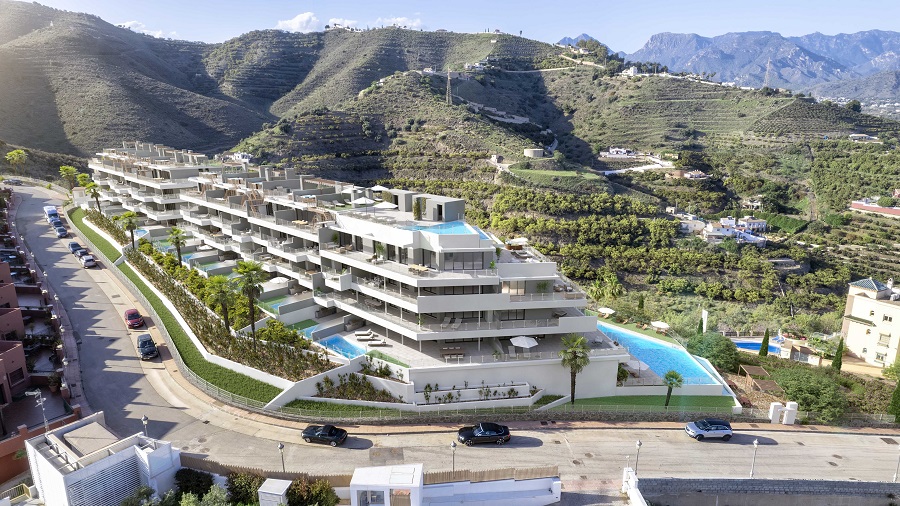 Neues Projekt in Nerja mit 2- und 3-Zimmer-Wohnungen, atemberaubendem Meerblick und Gemeinschaftspool, Padelplatz, Fitnessraum und vielem mehr.