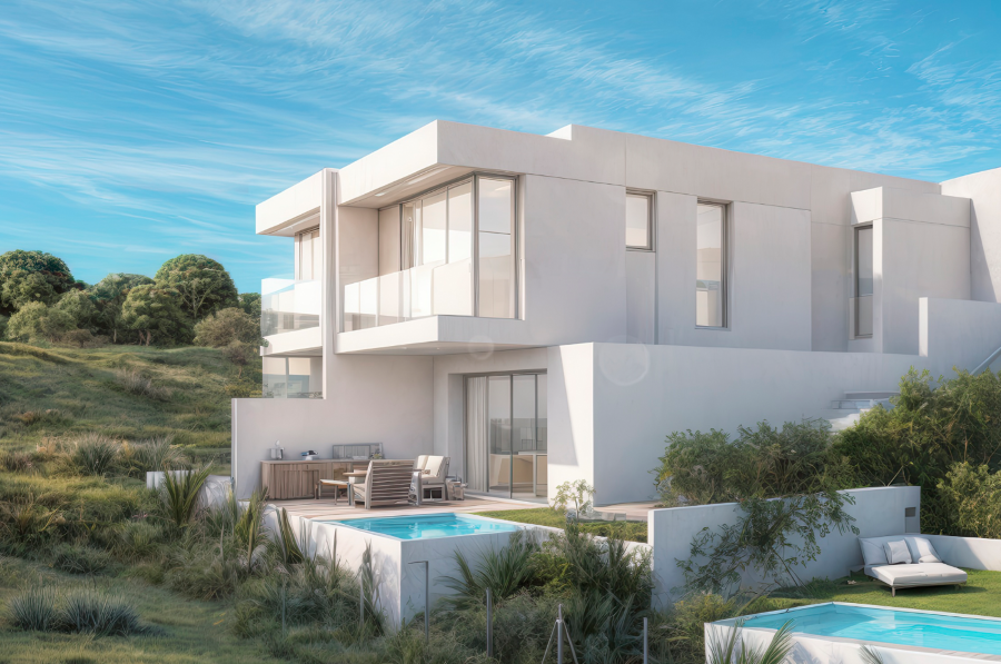 Case a schiera con splendida vista sul mare e piscina privata a Lagos.