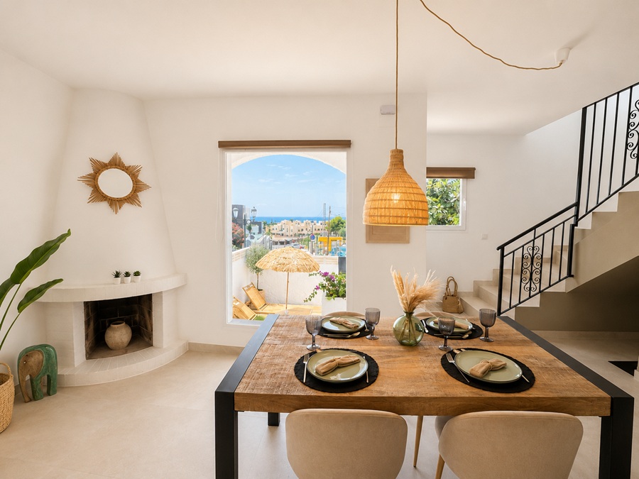 Renoverat hus med sänkt pool och fantastisk havsutsikt 500 meter från Burriana-stranden i Nerja
