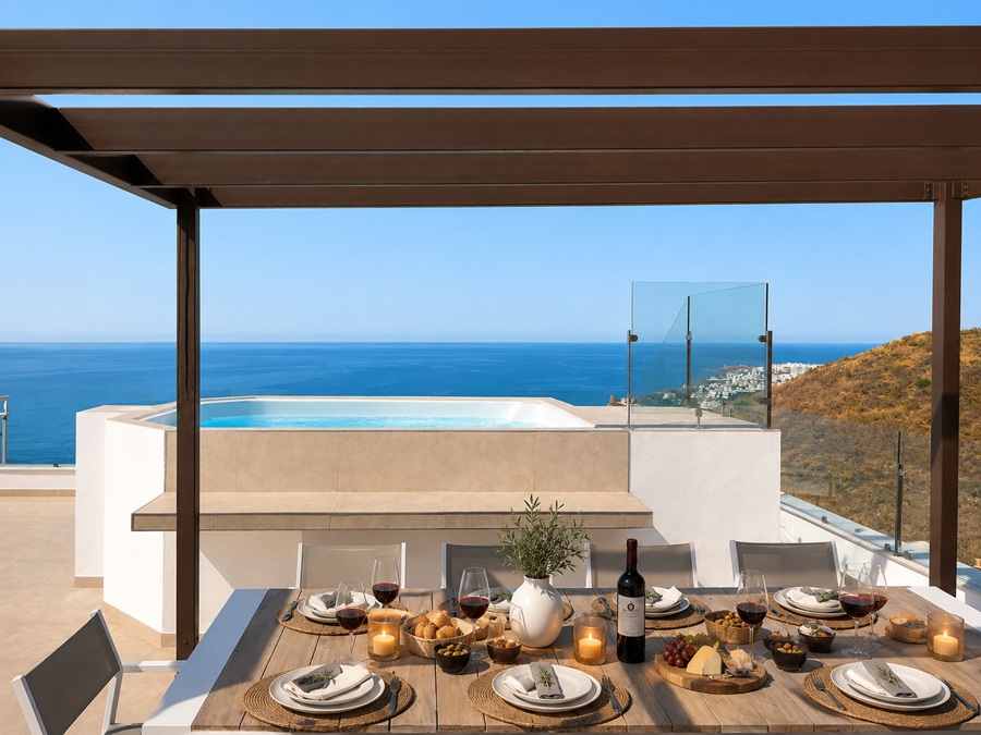 Eksklusiv penthouse med panoramaudsigt over havet og femstjernede faciliteter i Bayview II, Nerja