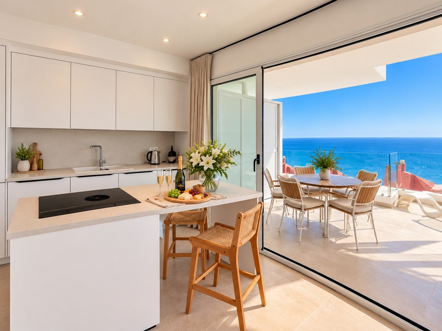 Exklusive Eckwohnung mit Panoramablick auf das Meer in Bayview II, Nerja